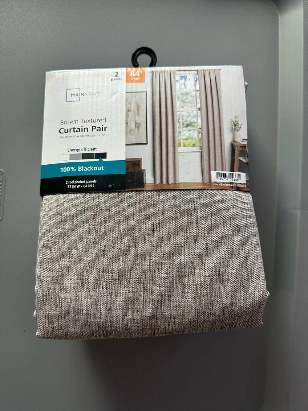 Mainstays Brown Textured Blackout Curtain Pair
